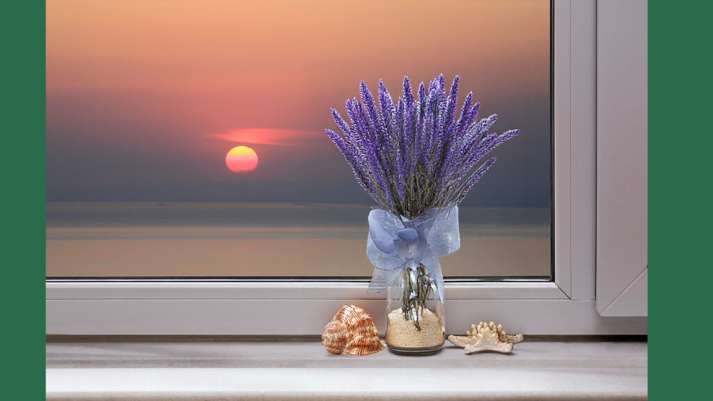 DIY summer floral arrangement with coastal blooms for Litha decor