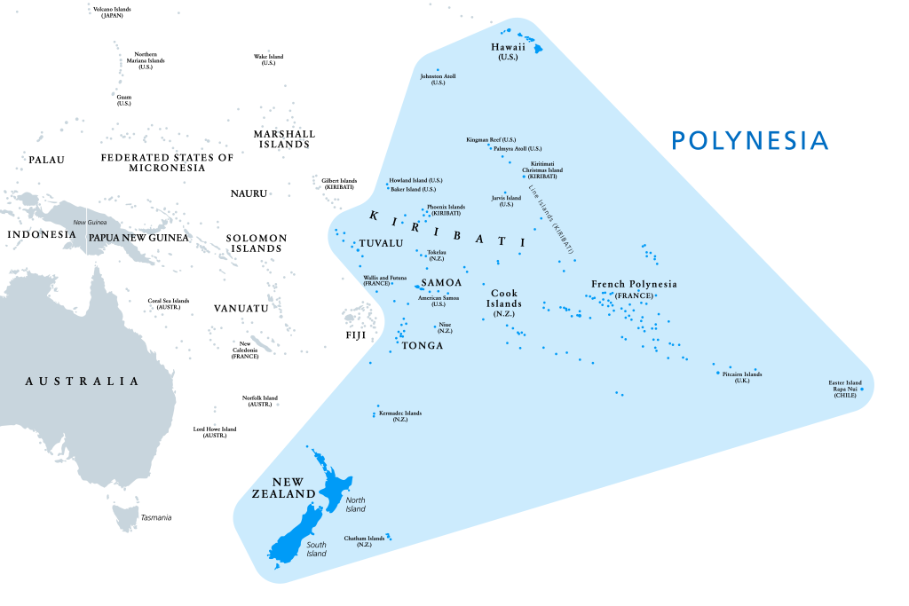 A map of Polynesia
